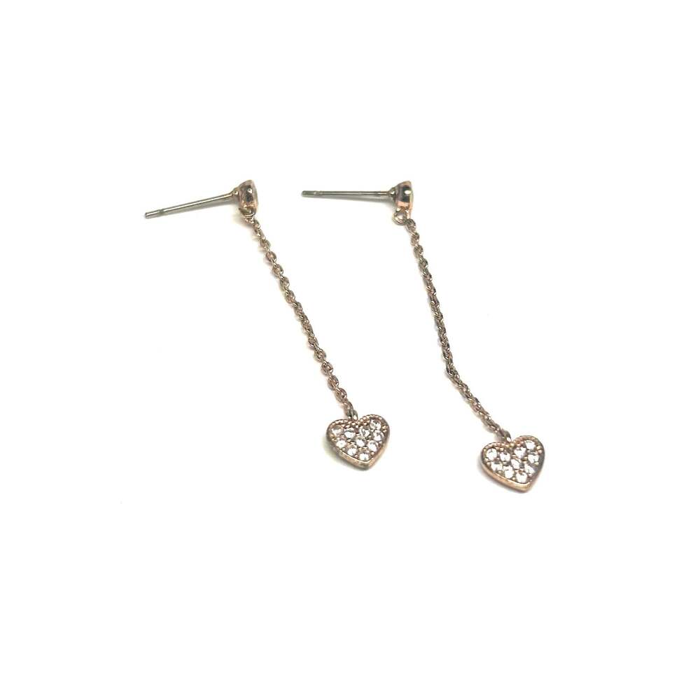 Women’s yellow gold toned lightweight minimalist chain and heart post earrings
